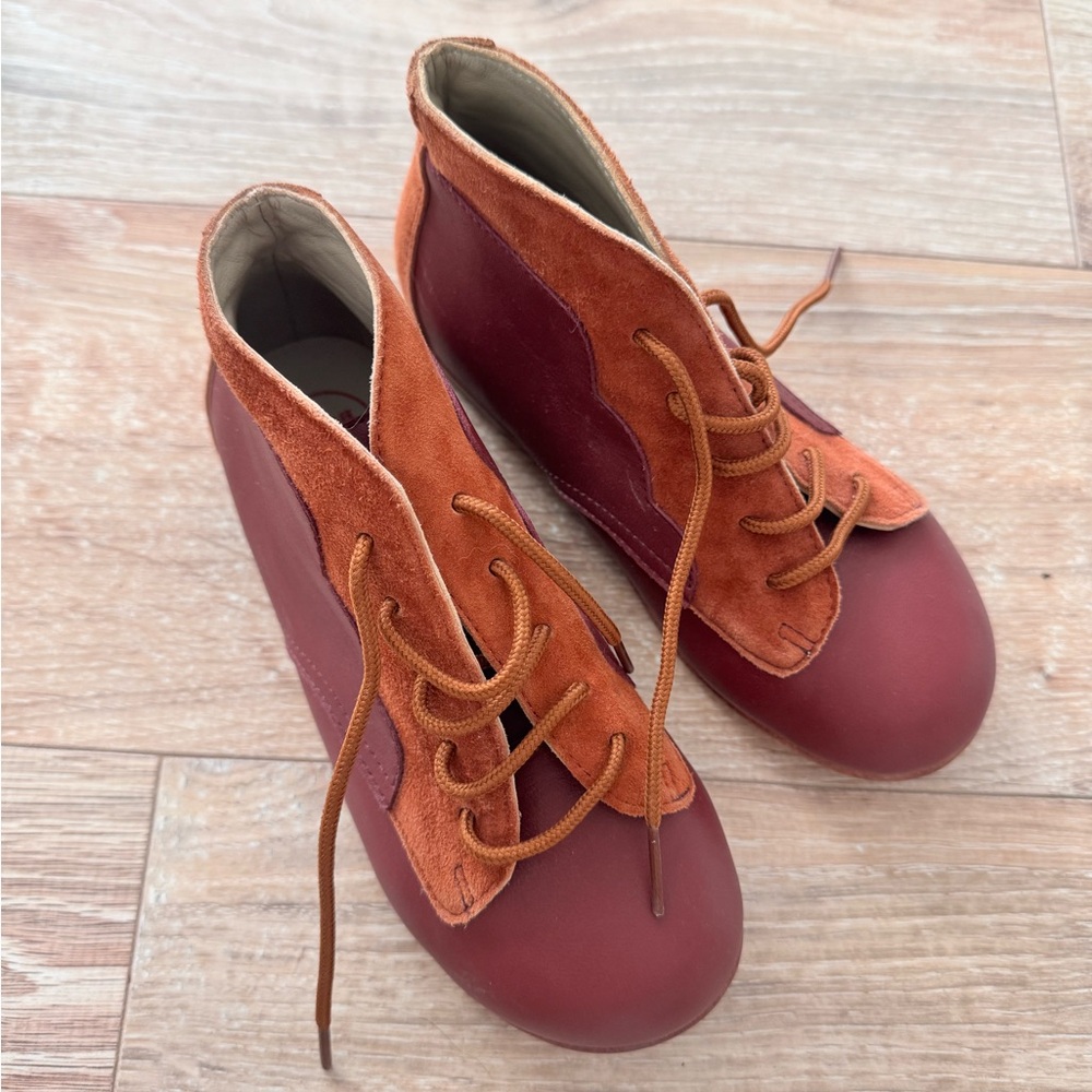 Misha And Puff Kids Boots in Rust and Burgundy